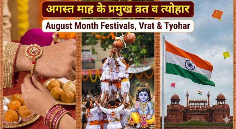 August Month Festivals Vrat Tyohar अगस्त माह के हिंदू व्रत-त्यौहार