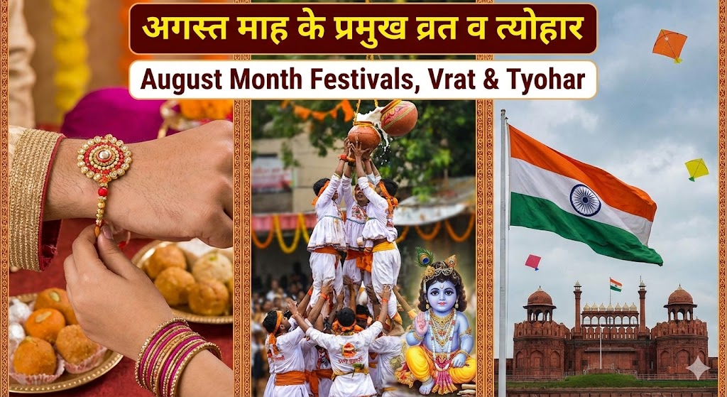 August Month Festivals Vrat Tyohar अगस्त माह के हिंदू व्रत-त्यौहार